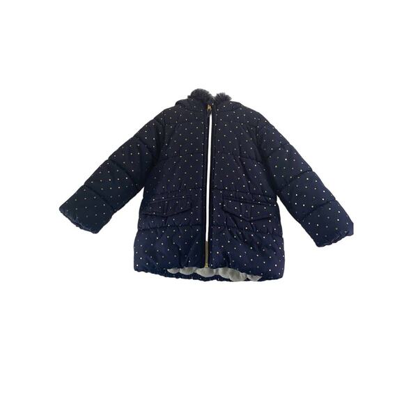 OSHKOSH B’GOSH Girl’s Navy Gold Dotted Puffer Jacket / Size: 4T - Picture 1 of 7